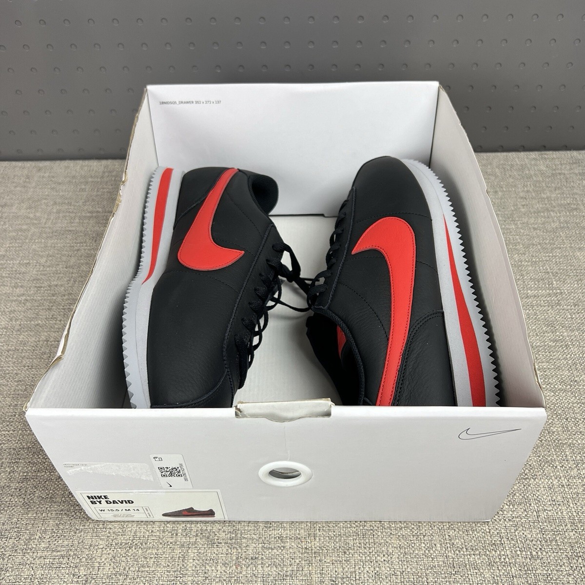 Nike Cortez ID PRM Leather 2024 Black Red Swoosh Mens Sz 14