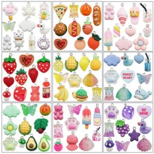 Mix 10pcs Cute Cartoon Resin Charms Pendants For Jewelry Making Keychain 9 Color