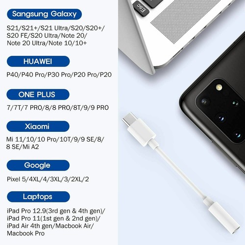 USB-C Typ C Adapter do 3,5 mm Aux Jack Adapter Słuchawki do Samsung do iPhone - Zdjęcie 3 z 14