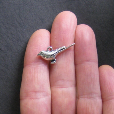 BULK 30 Bird Charms Antique Silver Tone - Fabulous 3D Sparrow SC032