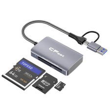 CFast Card Reader, 3 in 2 SD/TF CFast 2.0 Memory Card Reader, USB 3.2 Cable C...