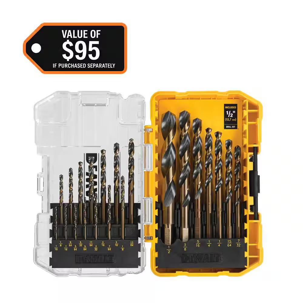 Black and Gold Twist Drill Bit Set (21-Piece)