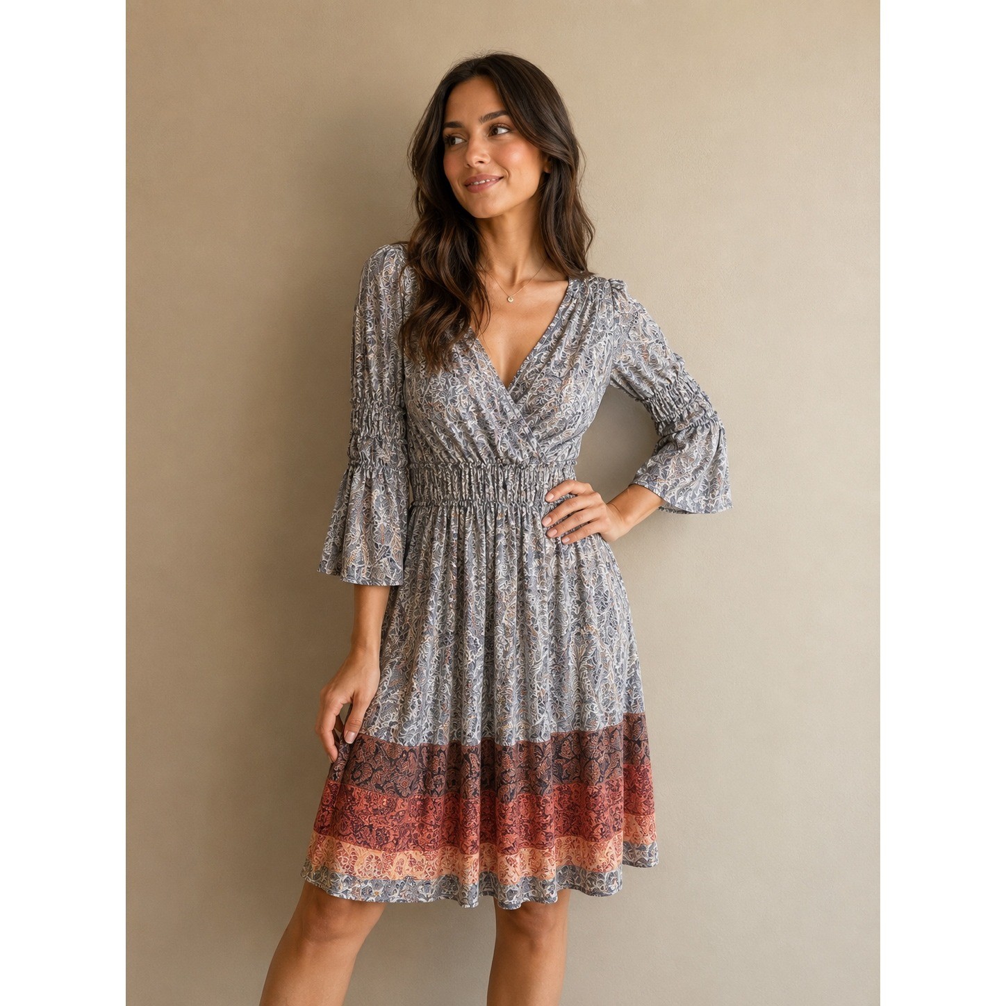 Max Edition Patterned Dress Medium Midi