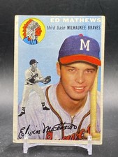 1954 Topps #30 Eddie Mathews HOF Milwaukee Braves VTG Baseball Trading Card
