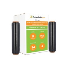 4 Rolls Black Hand Pallet Pre-Stretch Wrap, 17 in. x 1476 Ft. x 34 Gauge