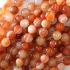 Orange Red Stripe Carnelian Round Beads 15" Strand 6mm 8mm 10mm