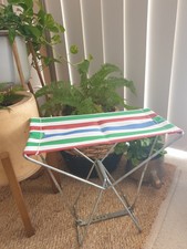 Vintage TEAM Striped Foldable Fishing, Camping Stool - Never Used