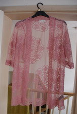 Women's Dark Dusky Pink Lace Kimono Cardigan by F&F Size XS (12)
