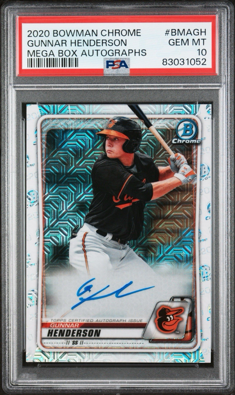 Gunnar Henderson Rookie Auto Mega Box PSA 10 GEM MINT 2020 Bowman Chrome RC view 1