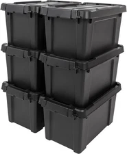  5 Gallon Lockable Storage Bins with Lids, 6 Pack - Made in USA, Heavy Duty, 