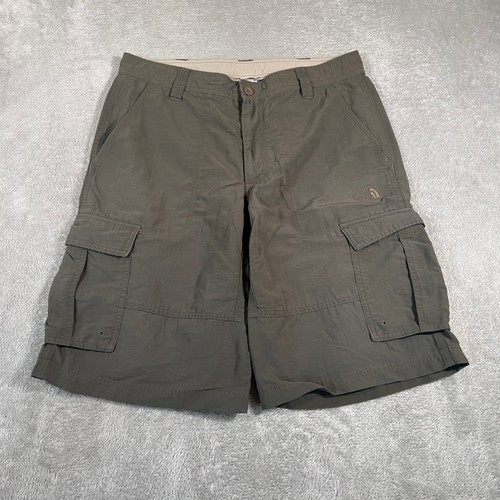 The North Face Nylon Cargo Shorts Mens Hiking Outdoor 34 Olive Green
