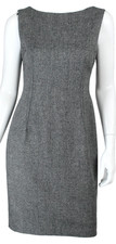 DOLCE & GABBANA Multi Gray Herringbone Wool Blend Sheath Dress 44