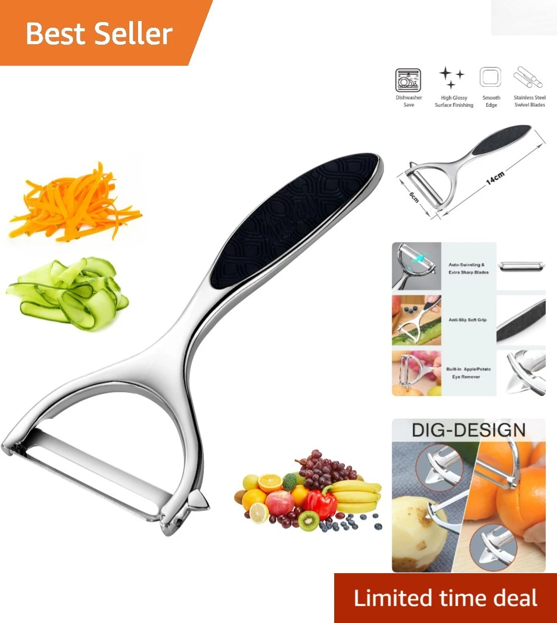 Y-Shaped Fruit and Vegetable Peeler with Non-Slip Grip - Must-Have Kitchen Tool