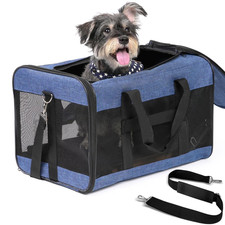 Large Cat Carrier,Foldable Pet Carrier with Soft-Sided and Safety Leash,Comfort