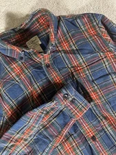 L.L. Bean Mens Flannel Shirt Small Sleeve Button Front Plaid Casual Outdoors