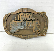 Vintage 1984 Iowa State Fair Belt Buckle 259 Bronze Toned