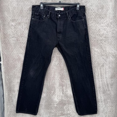 Levis 505 Jeans Mens 36x31 Black Regular Fit Straight Denim Black 5 Pock Pocket