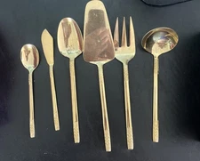 VIP Brand 6 PC SERVING UTENSILS STAINLESS SET - GOLD PLATED (Some Flaws)