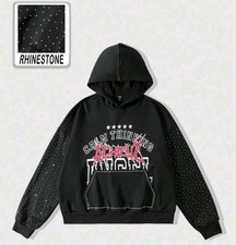 New Luxury Men Diamond Rhinestones Fashion Black Hoodie Jacket High Quality