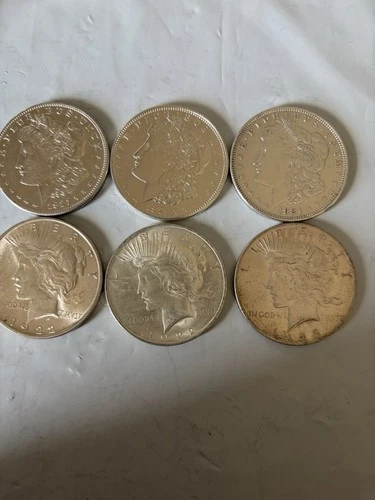 3 Silver Morgans And 3 Peace Dollars,  The Morgan’s Cleaned?? Peace Look BU Nice
