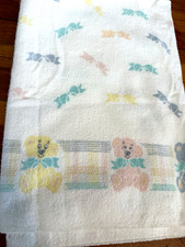 Riegel Cotton Flannel Baby Blanket Pastel Bear Bows 26x32