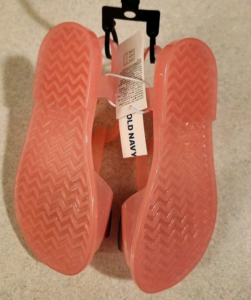 Old Navy Toddler Girls SIZE 8 T-Strap Jelly Shoe Sandals PINK Watermelon #44925 - Image 3 of 3
