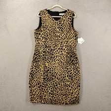 New Animal Print Dress Womens 14 Knee Lnegth Jaguar Leopard Pullover NWT