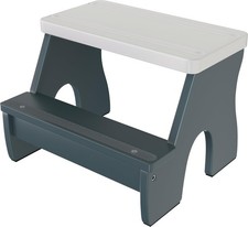 KST36 Wooden Two Step Stool Non Slip Water Resistant Foot Stool 250lbs