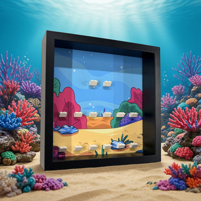 Display Rahmen für LEGO  SpongeBob Schwammkopffarben Minifiguren 27 cm Koffer