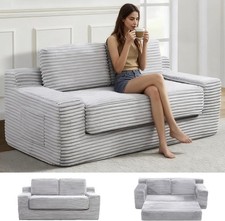2-in-1 Convertible Sofa Bed Corduroy Cloud Loveseat Comfortable Boneless Sofa