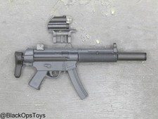 Ametralladora MP5 de juguete escala 1/6 con supresor integrado y mira telescópica