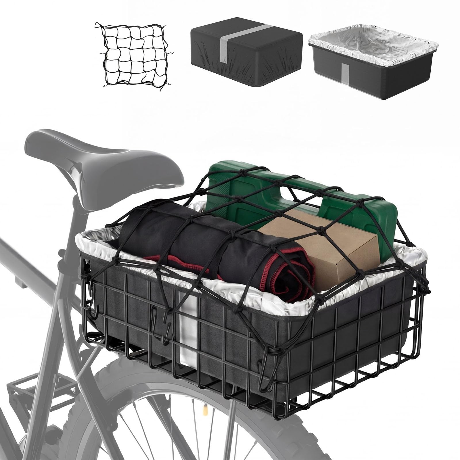 Waterproof Bike Basket Rear - Large Capacity, Reflective, Ca