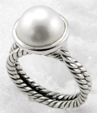 DAVID YURMAN PEARL CABLE RING STERLING SILVER SIZE 6