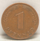 Germany, 1950-D Pfennig, KM105, VF, marks, NR, 7-14 — photo 1