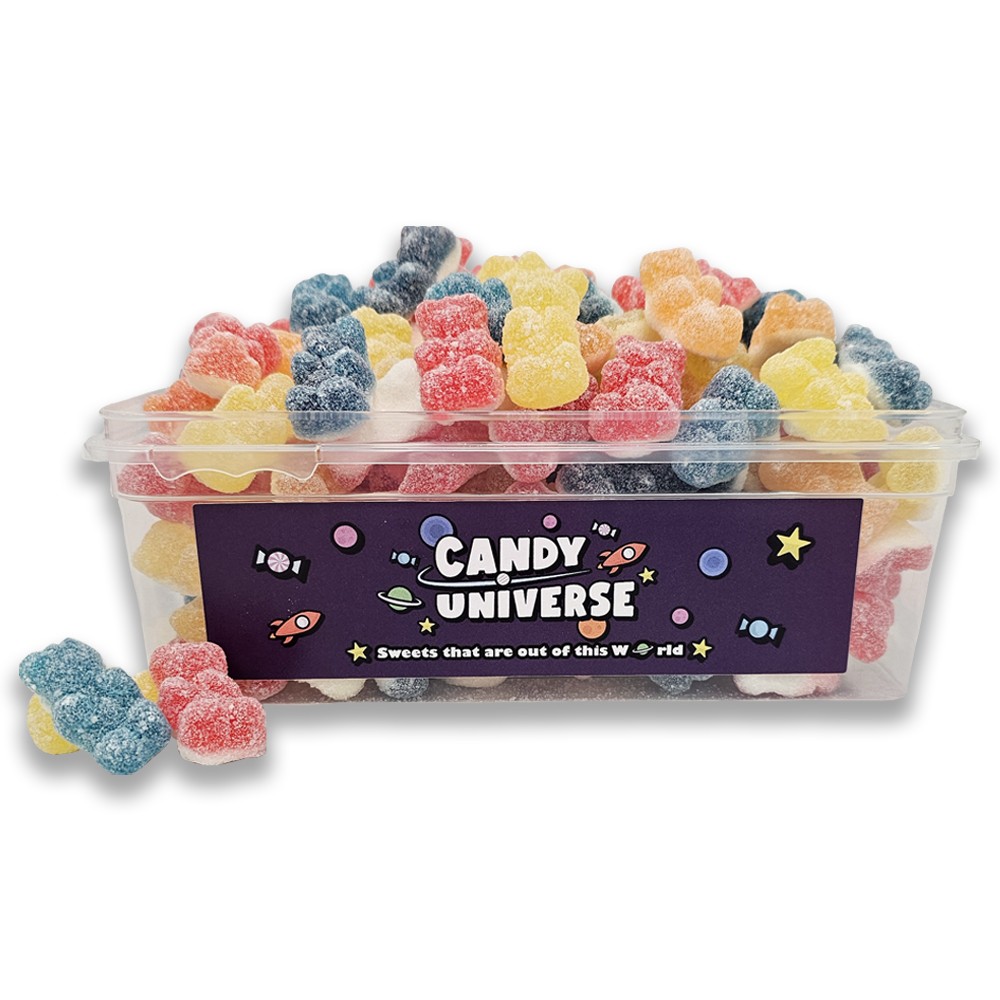 Candy Universe Fizzy Bears Tub 800g - Tangy Fizzy Gummy Bears, Soft & Chewy