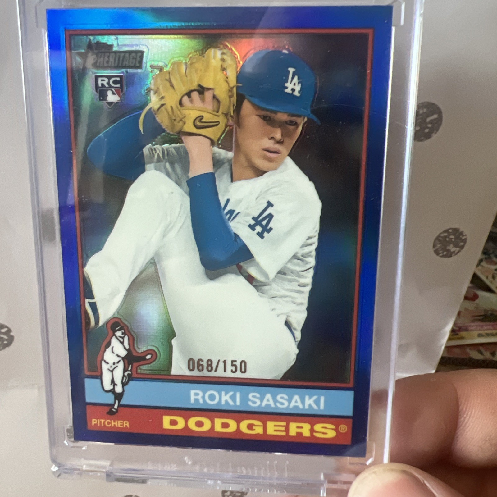 2025 Topps Heritage Blue Bordered Chrome Rookie RC /150 #224 - Roki Sasaki