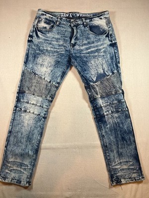 RAW X Jeans Distressed Denim Blue Vintage Inspired Mens 34 Standard