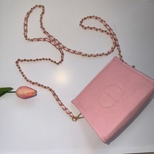 Converted Christian Dior Pink Make up Canvas with Charm Cosmetic Bag Novelty GWP