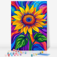 Malen Nach Zahlen Erwachsene, Sonnenblume Malen Nach Zahlen Mit Rahmen Pinsel, D
