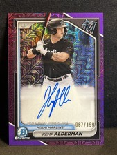2024 Bowman Chrome Kemp Alderman Marlins Purple Mojo Refractor Auto /199