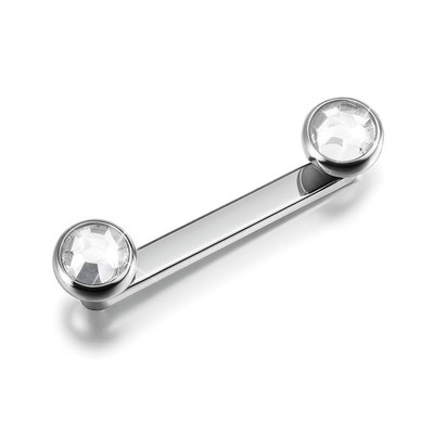 14G Titanium Surface Tragus Staple Bar Double Crystal Body Piercing Jewelry