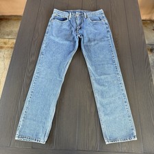 Levis 502 Regular Straight Fit Jeans Mens 31x32 Light Wash Blue Stretch Denim