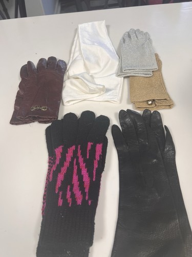 Vintage Mixed Lot Of 6 Fancy Dress ,Opera , Aigner LaceGloves, Gold ,silver .