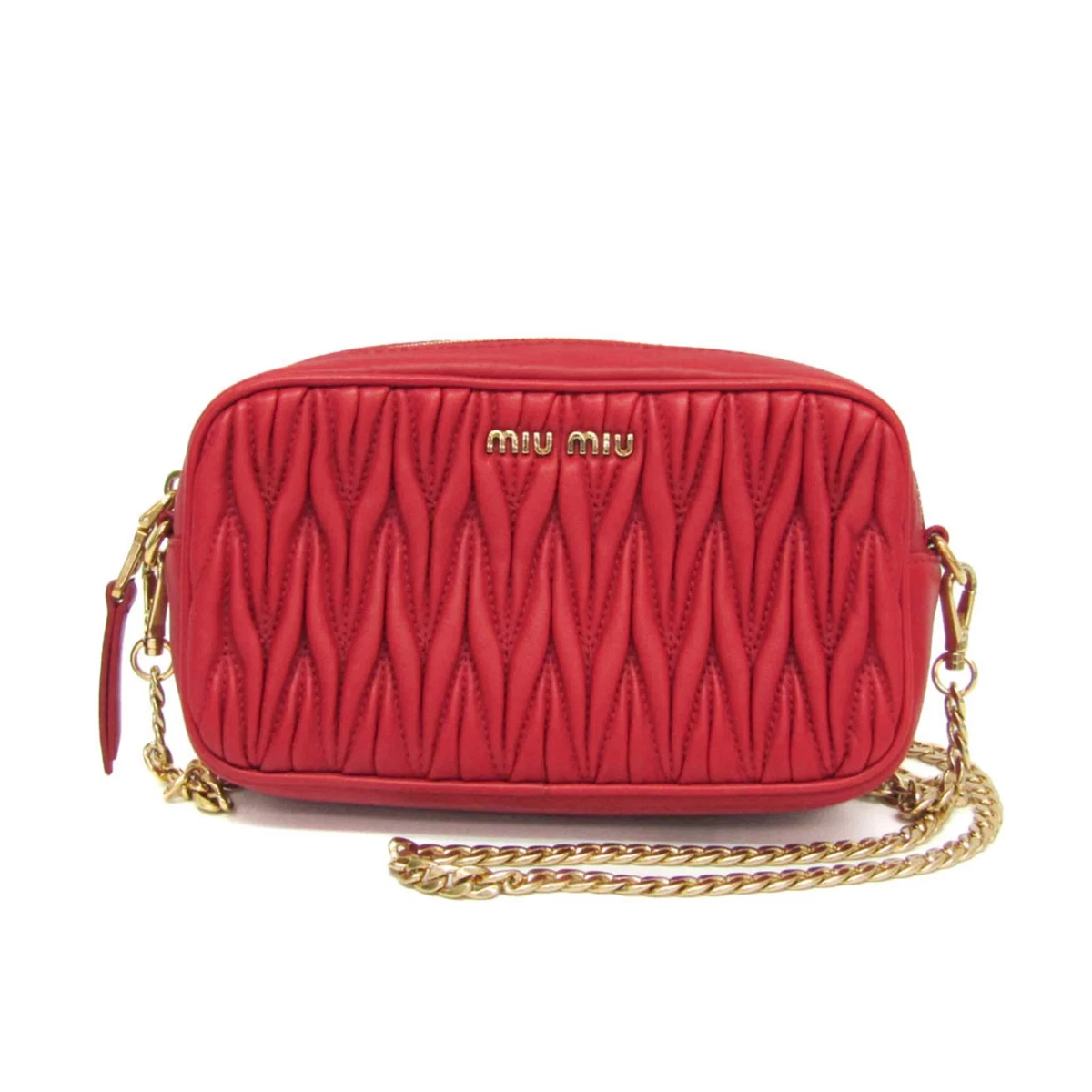 miu miu 赤 ハンドバッグ 中型