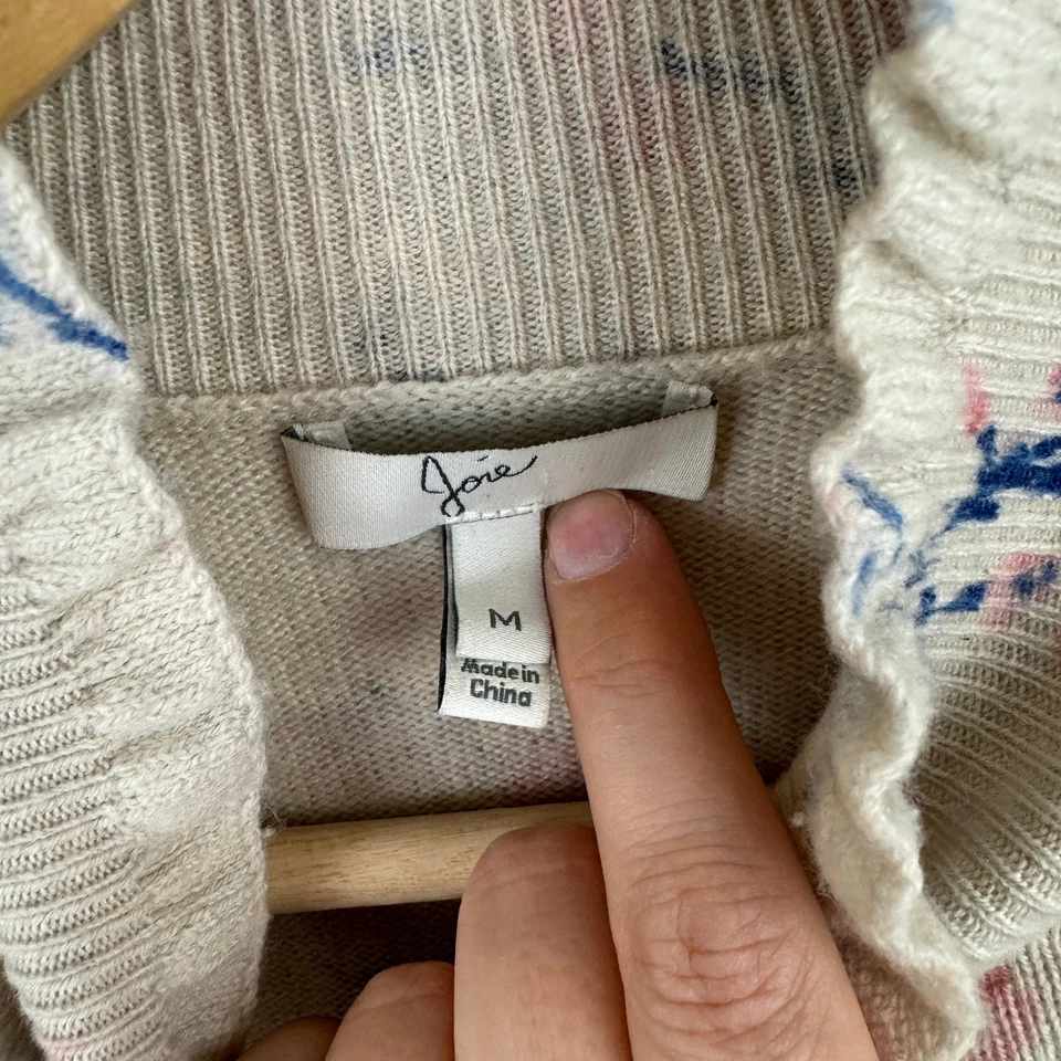 Suéter Joie Robbie Volantes Cuello Alto Cachemira M Floral Femenino Romántico Foto 3 de 4