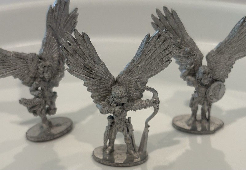 Vtg Grenadier 047 Winged Warrior Metal Fantasy Miniatures Lot D&D X3 Angle Army