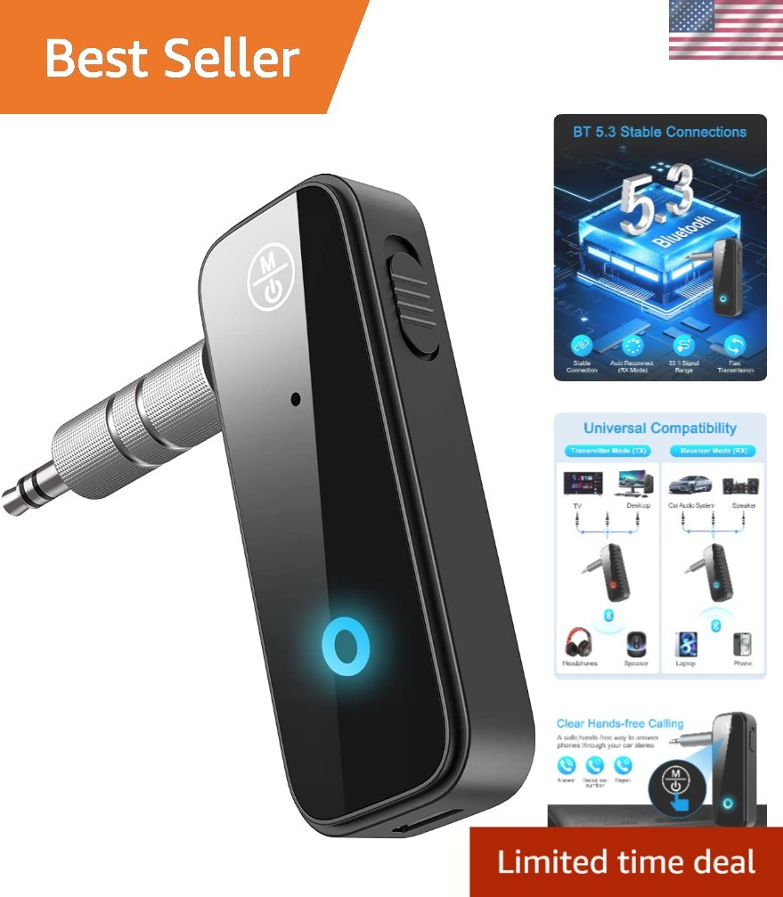 Portable Bluetooth 5.3 Receiver with Built-In HD Microphone 