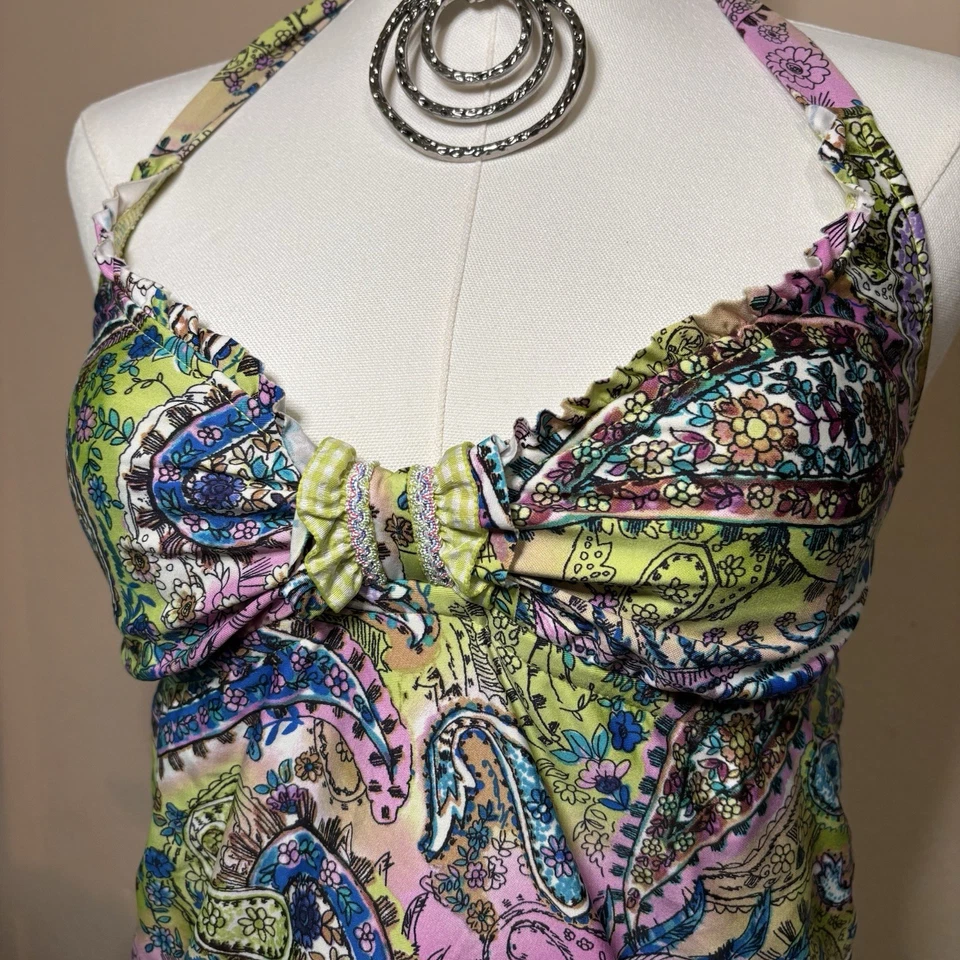 Lucky Brand Tankini Swimsuit Medium Top Large Bottoms - Image 3 of 4