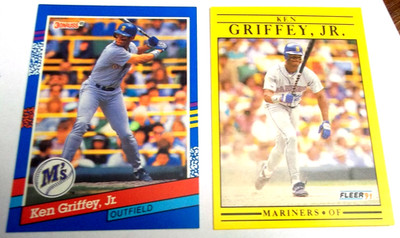 (2) 1991 Ken Griffey Jr. Cards -(1) Fleer #450 -AND - (1) Donruss #77 -FREE Ship