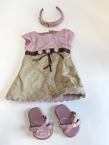 American Girl Doll Flower Garden Dress Sandals & Headband Outfit